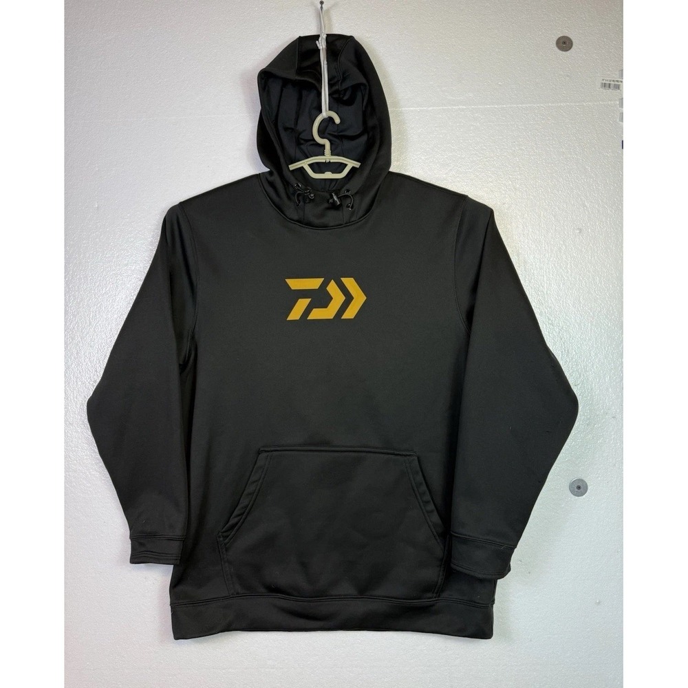 Diawa Hoodie Mens Sz XL Black Camo Logo Fishing Outdoor Fleece Lined Pullover